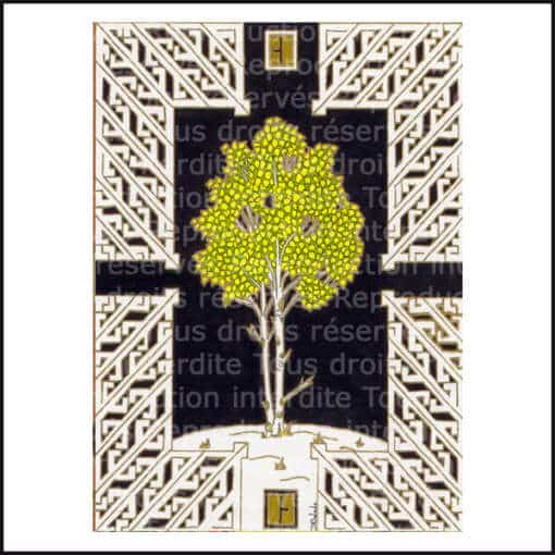 Carte calendrier celtique des arbres: Beith-le bouleau