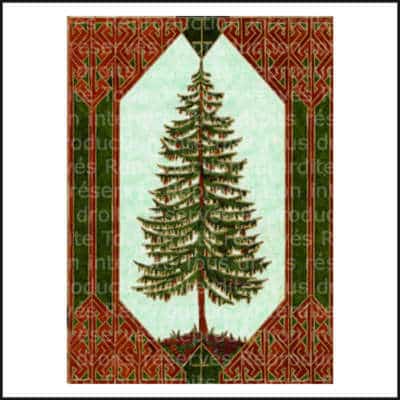 Carte calendrier celtique des arbres: Ailim-l'épicéa Solstice d'hiver